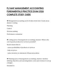 FL1 MAF MANAGEMENT ACCOUNTING FUNDAMENTALS PRACTICE EXAM 2026 COMPLETE STUDY GUIDE
