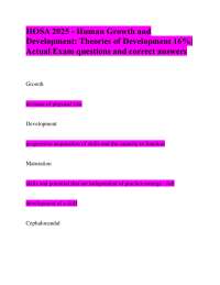 HOSA 2025 - Human Growth and Development: Theories of Development 16%| Actual Exam questio