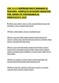 ANP 1111 COMPREHENSIVE BIOLOGICAL MASTERY: COMPLETE QUESTION REGISTER FOR ABSOLUTE PHYSIOL