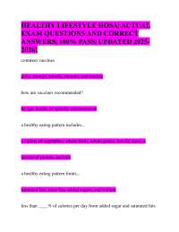 Healthy Lifestyle Exam Questions and Answers