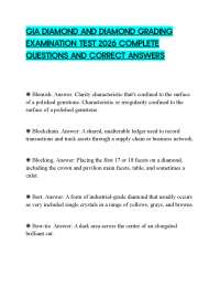 GIA DIAMOND AND DIAMOND GRADING EXAMINATION TEST 2026 COMPLETE QUESTIONS AND CORRECT ANSWE
