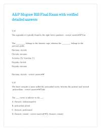 Anatomy and Physiology Final Exam with Verified Answers