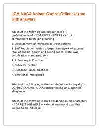 Animal Control Officer Exam Questions and Answers