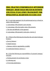 FREC PRACTICE PERFORMANCE OPTIMIZER TOOLKIT: HIGH-YIELD SOLVED QUESTIONS AND FINAL EVALUAT