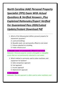 North Carolina Personal Property Specialist (PPS) Exam Questions and Answers