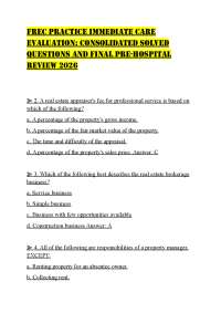 FREC PRACTICE IMMEDIATE CARE EVALUATION: CONSOLIDATED SOLVED QUESTIONS AND FINAL PRE-HOSPI