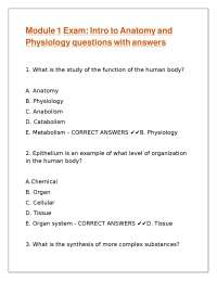 Anatomy and Physiology Exam Questions with Answers