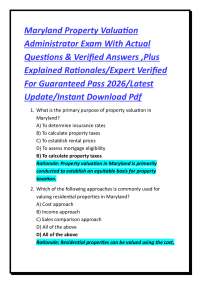 Maryland Property Valuation Administrator Exam Questions and Answers 2026