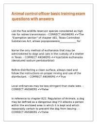 Animal Control Officer Basic Training exam questions with answers