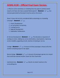 Airport Management Final Exam Questions and Answers