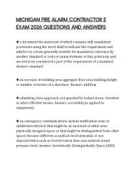 MICHIGAN FIRE ALARM CONTRACTOR E EXAM 2026 QUESTIONS AND ANSWERS