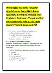 Property Valuation Exam Questions and Answers: Washington State