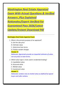 Washington Real Estate Appraisal Exam Questions and Answers 2026