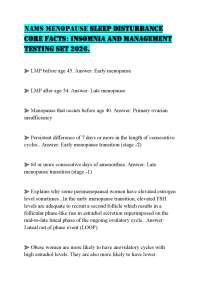 NAMS MENOPAUSE SLEEP DISTURBANCE CORE FACTS: INSOMNIA AND MANAGEMENT TESTING SET 2026.