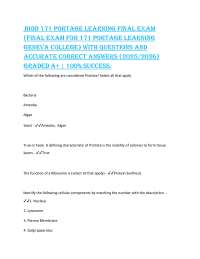 BIOD 171 Portage Learning Final Exam: Questions and Answers