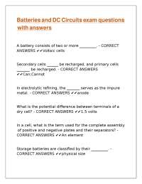 Batteries and DC Circuits Exam Questions with Answers