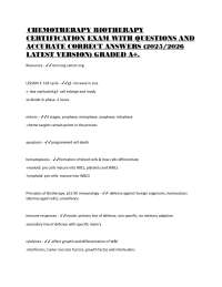 Chemotherapy and Biotherapy Certification Exam Prep: Questions and Answers (2025/2026)