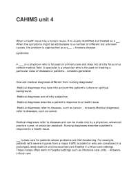 Healthcare Professionals and Medical Diagnoses: Review Questions