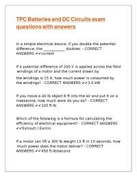 Batteries and DC Circuits Exam Questions with Answers