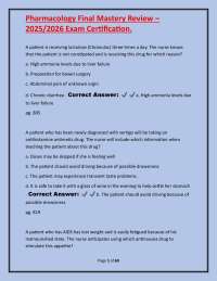 Pharmacology Final Exam Mastery Review 2025/2026: Questions and Answers