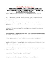 Certified Peer Specialist Exam Questions and Answers 2025/2026