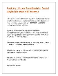 Dental Anesthesia Exam Questions and Answers for Hygienists