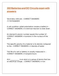 202 Batteries and DC Circuits exam with answers