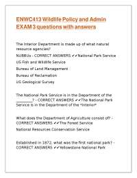 Wildlife Policy and Administration Exam Questions with Answers