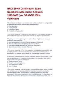 HRCI SPHR Certification Exam Questions and Answers 2025/2026