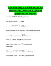 New Headway Pre-Intermediate Unit 7 Vocabulary and Definitions