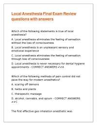 Local Anesthesia Final Exam Review Questions and Answers