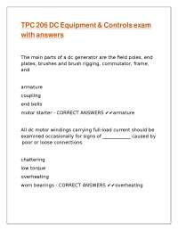 TPC 206 DC Equipment & Controls exam with answers.