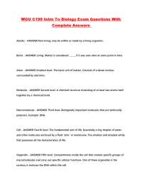 Introductory Biology Exam Questions and Answers