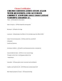 Chemotherapy Certification Exam Questions and Answers 2025/2026