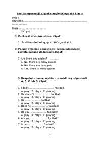 Test kompetencji z języka angielskiego dla klas 3