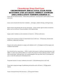 Chemotherapy Drugs Final Exam: Questions and Answers (2025/2026)