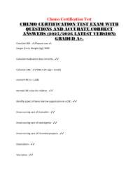 CHEMO CERTIFICATION TEST EXAM WITH QUESTIONS AND ACCURATE CORRECT ANSWERS (2025/2026 LATES
