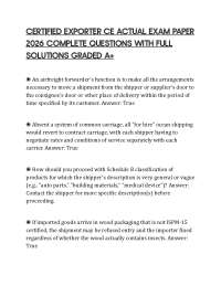 CERTIFIED EXPORTER CE ACTUAL EXAM PAPER 2026 COMPLETE QUESTIONS WITH FULL SOLUTIONS GRADED