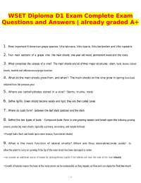 WSET Diploma D1 Exam: Complete Questions and Answers on Grape Vine