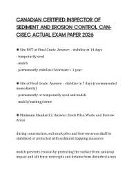 CANADIAN CERTIFIED INSPECTOR OF SEDIMENT AND EROSION CONTROL CANCISEC ACTUAL EXAM PAPER 20