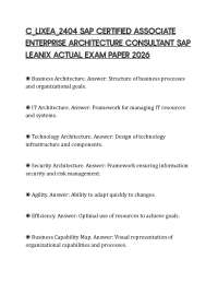 C_LIXEA_2404 SAP CERTIFIED ASSOCIATE ENTERPRISE ARCHITECTURE CONSULTANT SAP LEANIX ACTUAL