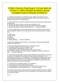 CCNA1 Practice Final Exam with Verified Answers