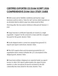 CERTIFIED EXPORTER CE EXAM SCRIPT 2026 COMPREHENSIVE EXAM Q&A STUDY GUIDE