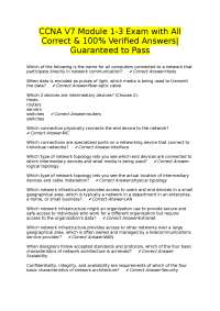 CCNA V7 Module 1-3 Exam Questions and Answers