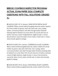 BRIDGE COATINGS INSPECTOR PROGRAM ACTUAL EXAM PAPER 2026 COMPLETE QUESTIONS WITH FULL SOLU