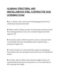 ALABAMA STRUCTURAL AND MISCELLANEOUS STEEL CONTRACTOR 2026 CERTIFICATION EXAM