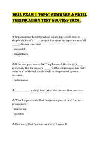 DBIA EXAM 1 TOPIC SUMMARY & SKILL VERIFICATION TEST SUCCESS 2026