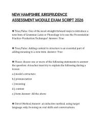 NEW HAMPSHIRE JURISPRUDENCE ASSESSMENT MODULE EXAM SCRIPT 2026