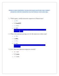 Pennsylvania Emissions Technician Exam Q&A 2025-2026