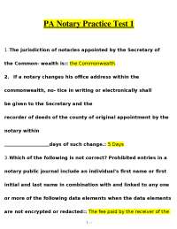PA Notary Public Practice Test: Questions and Answers
